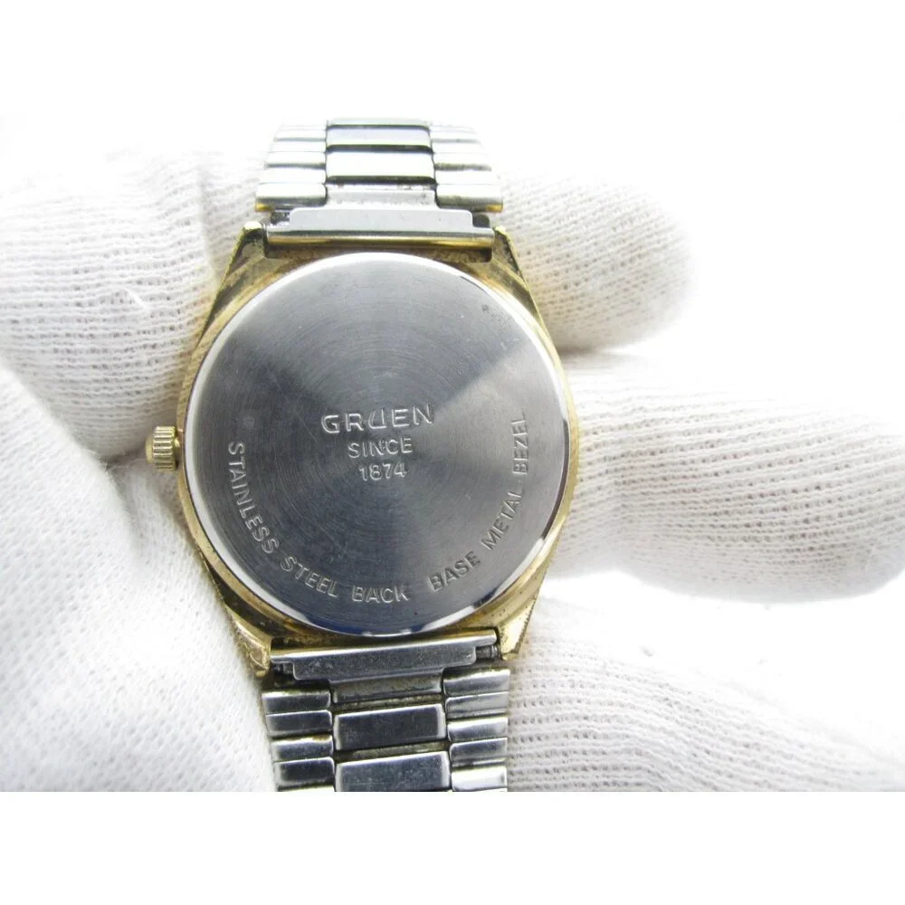 Vtg Gruen Precision Hexagon Quartz Analog 32mm Round Watch (I16) 